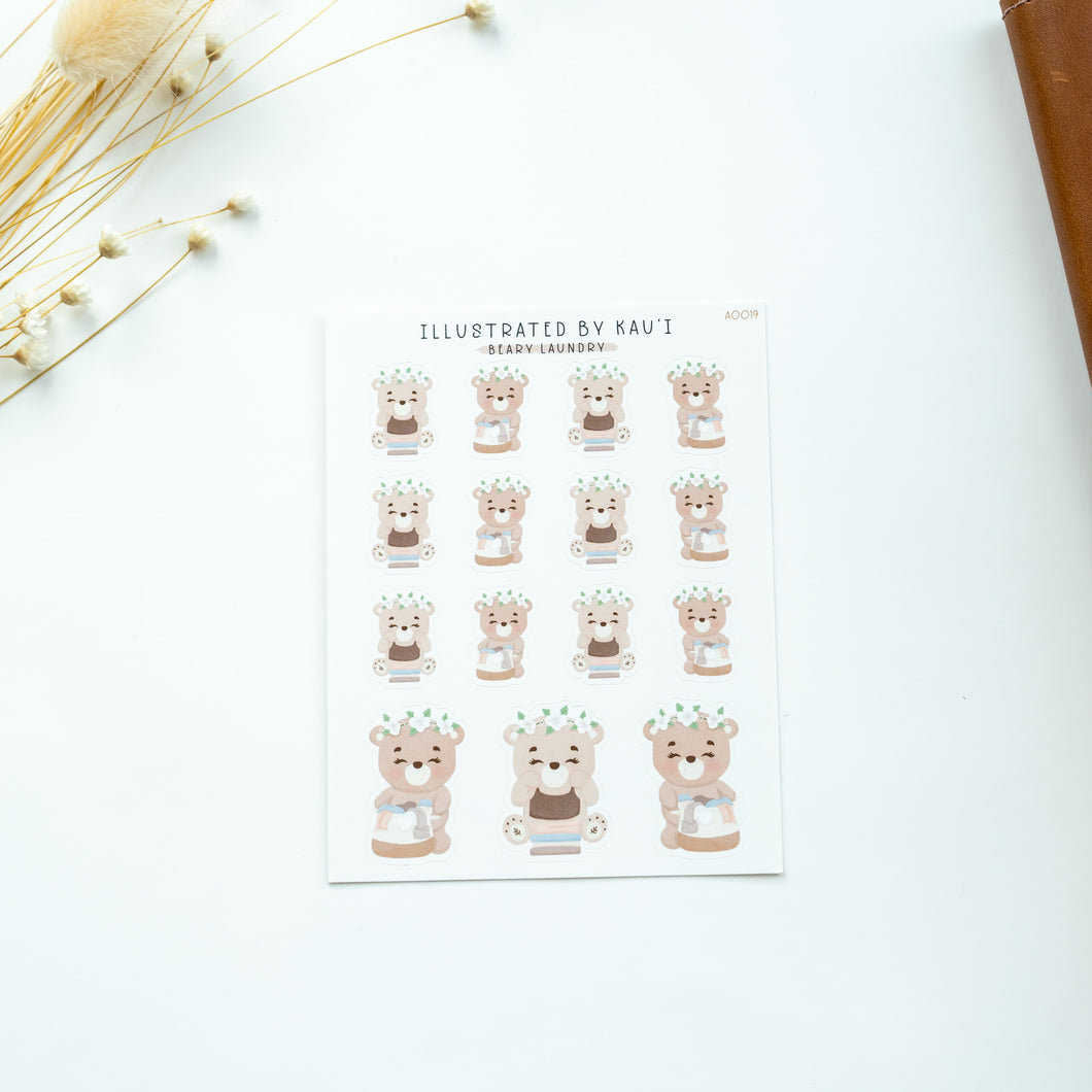 Beary Laundry Sticker Sheet A0019