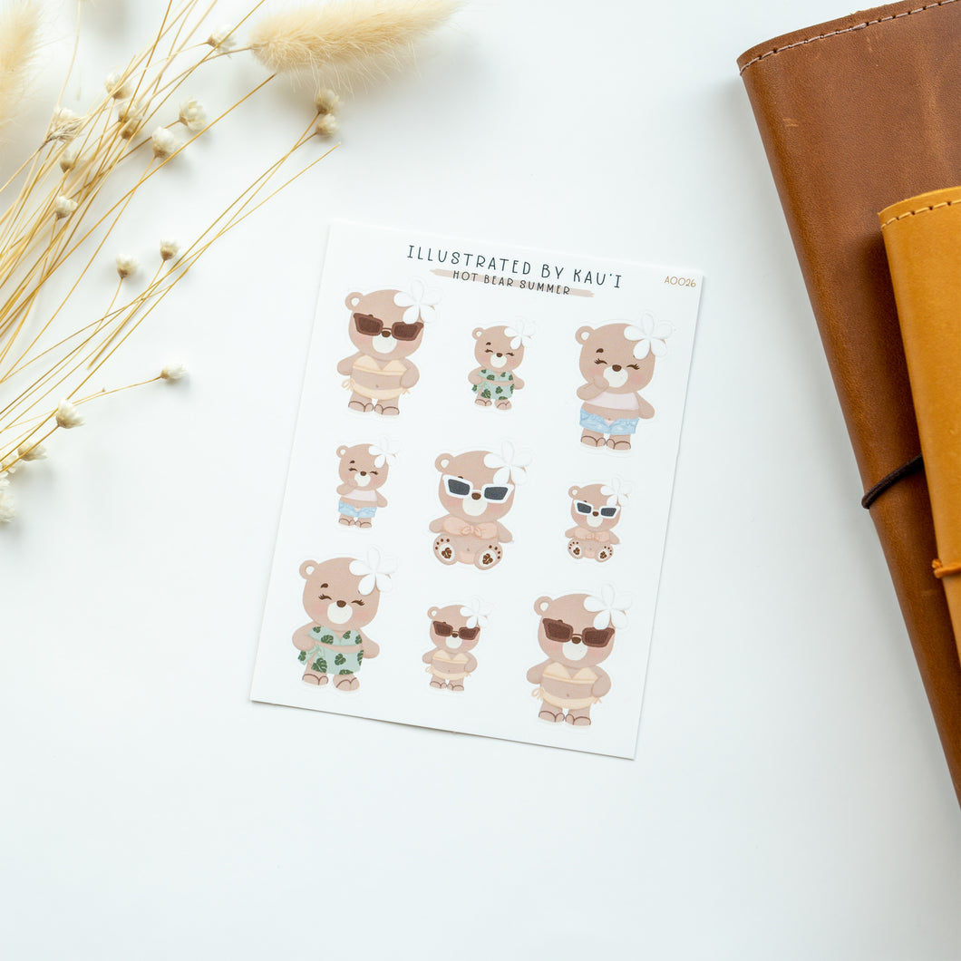 Hot Bear Summer Sticker Sheet A0026