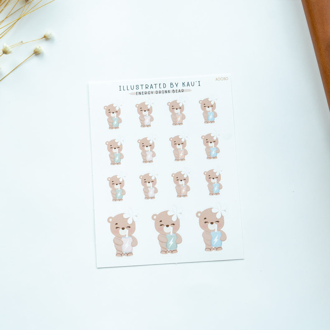 Energy Drink Bear Sticker Sheet A0030