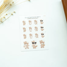 Load image into Gallery viewer, Summer Coffee Bear Sticker Sheet A0031

