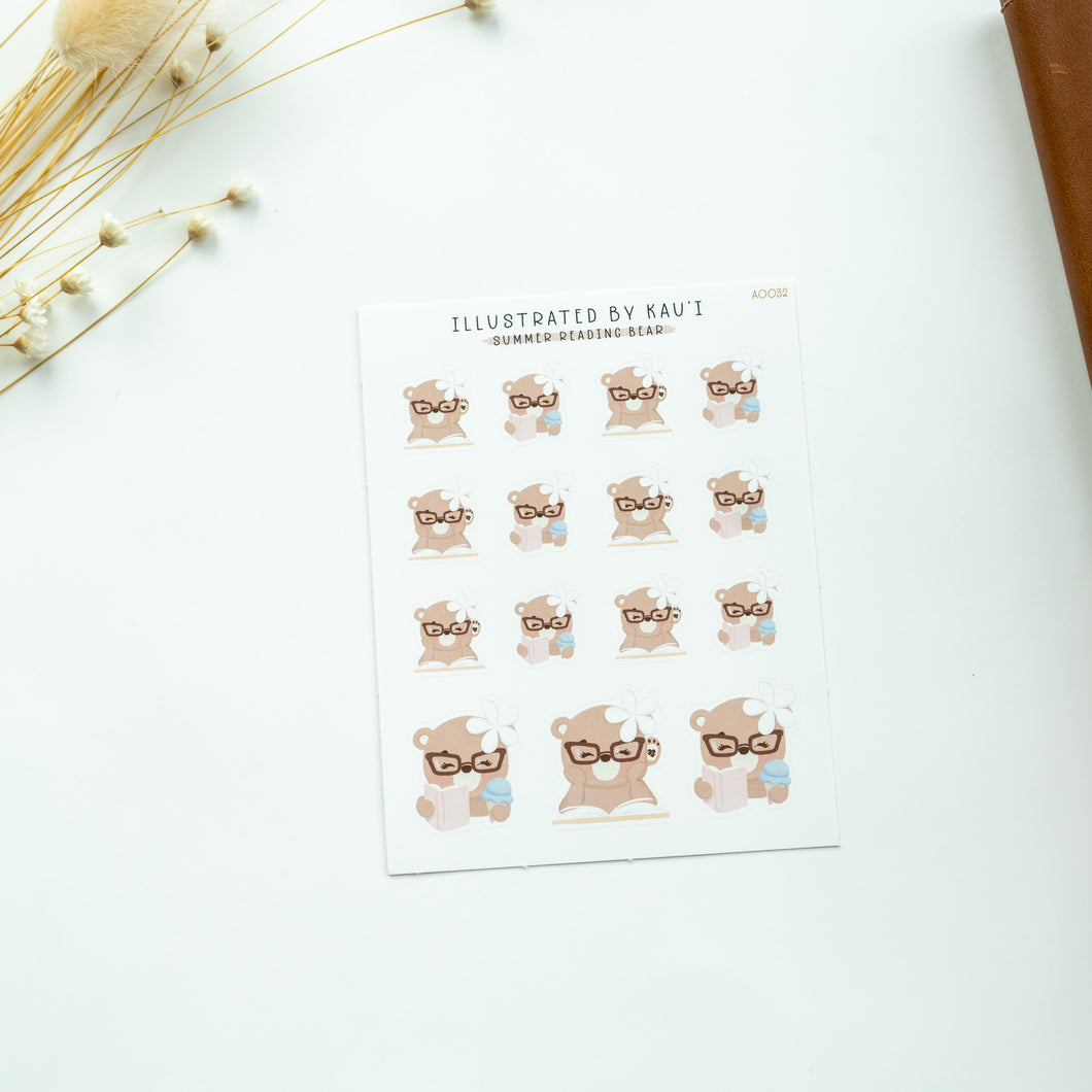 Summer Reading Bear Sticker Sheet A0032