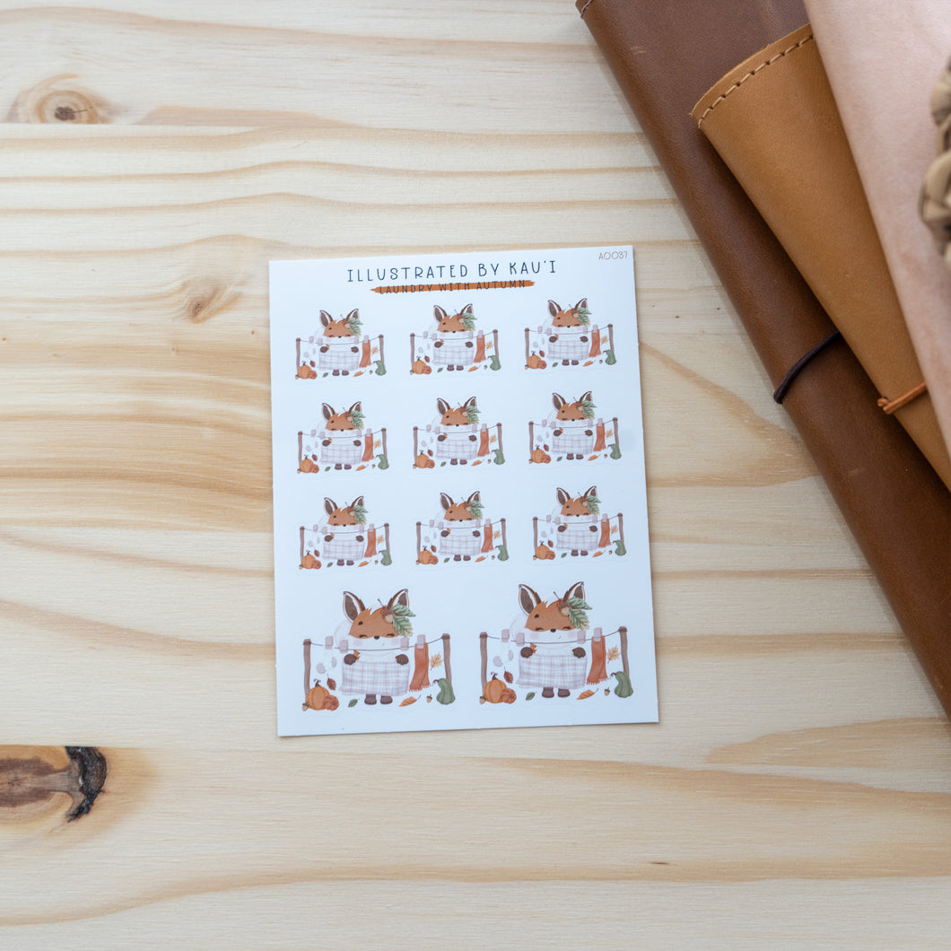 Laundry with Autumn Sticker Sheet A0037
