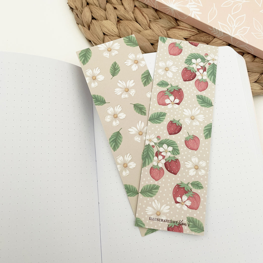 Strawberry Pattern Double Sided Bookmark BM0001